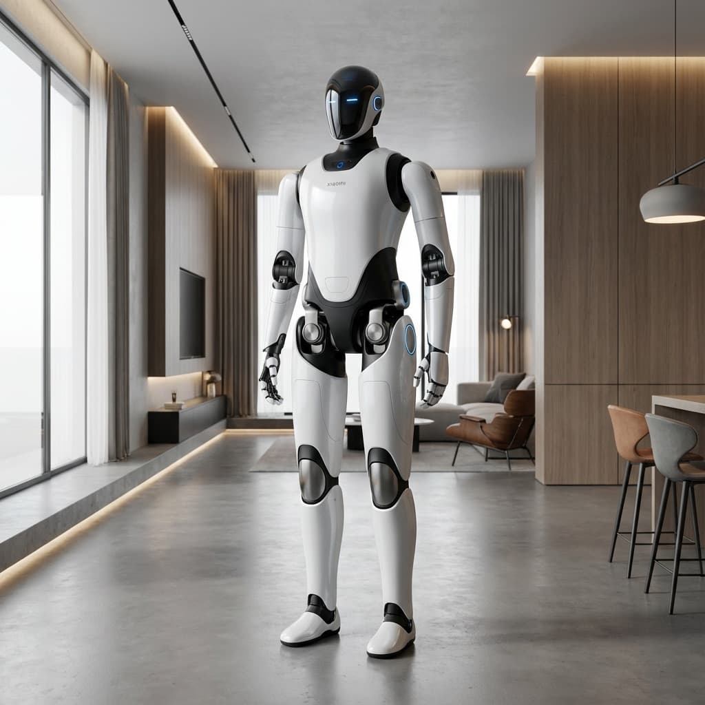 Xiaomi CyberOne humanoid robot med böjd OLED-skärm i ansiktet